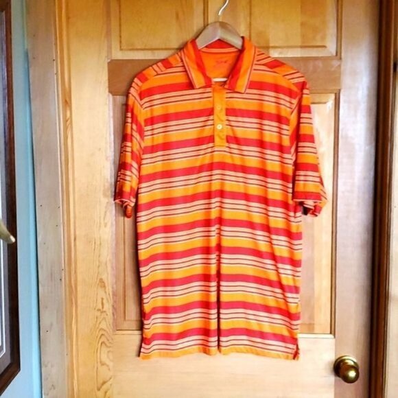 Slazenger Golf Diagonal Cut Buttoned Striped Short Sleeve Sz XL Polo Shirt - Picture 1 of 12